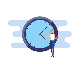 business woman elegant with time clock