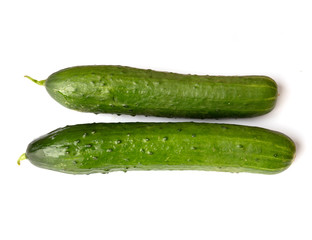 Vegetables, cucumbers isolated on white background. The concept of agriculture, healthy lifestyle, healthy eating and diet.