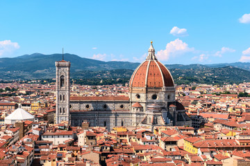 Fototapeta premium Cathedral of Santa Maria del Fiore and Giotto's Bell Tower. Florence, Italy.