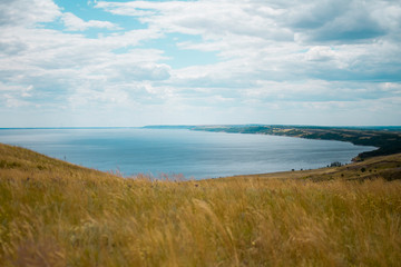 Beautiful landscape of the hills and the Volga river in Russia.