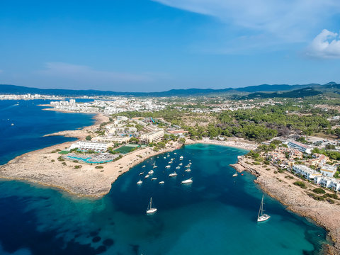 Ibiza summer. Ibiza hotels. Port Des Torrent Beach, Ibiza. Spain.