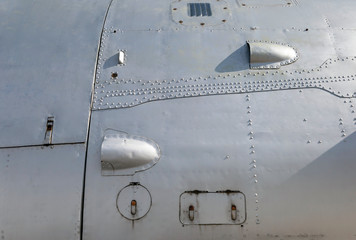 Engine of an old russian airplane on a hot summer day.