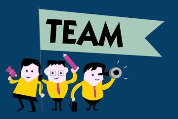 Writing note showing Team. Business photo showcasing Group of people working together Classed and share certain beliefs.