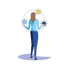 business woman elegant with gears pinions