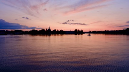 Fototapeta premium Sunset at Boden Lake, Bodensee in South Germany
