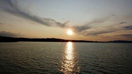 Sunset at Boden Lake, Bodensee in South Germany