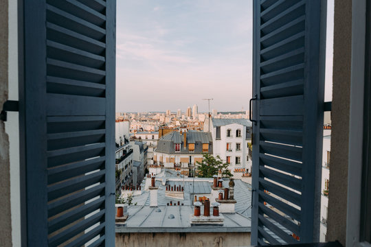 Paris View through the Window on Vacation 