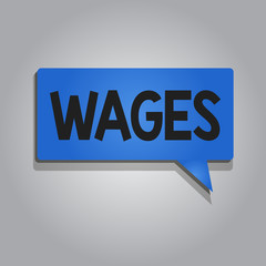 Word writing text Wages. Business concept for fixed regular payment earned for work or services paid on daily.