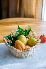  pear, ripe juicy pear on the kitchen table