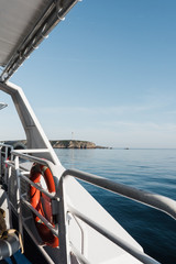 Obraz na płótnie Canvas Ferry Ride on the Water Near Ouessant 