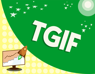 Fototapeta premium Text sign showing Tgif. Conceptual photo American family oriented show Friday Madness Celebration Rest day.