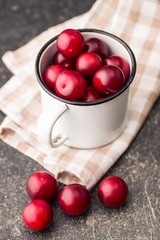The red cherry plums fruit.