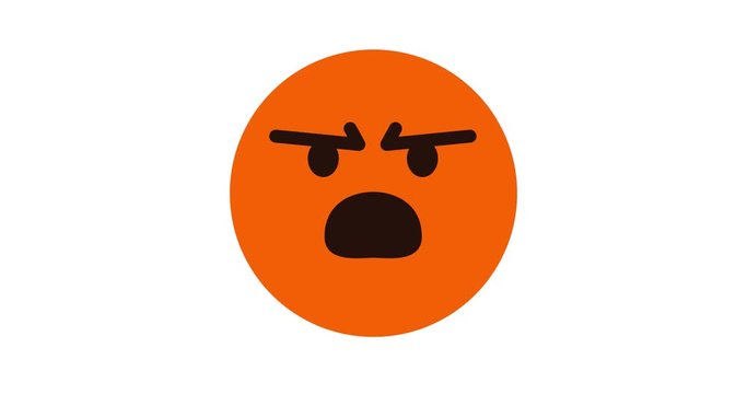 Angry Emoji reaction, icon animation on white background
