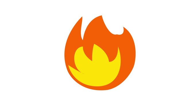Fire Emoji reaction, icon animation on white background