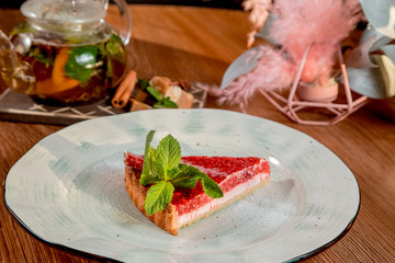raspberry and mint cheesecake