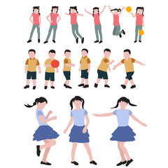  isolated, flat style, no faces, kids, set