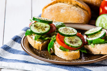 Tasty sandwiches with vegetables