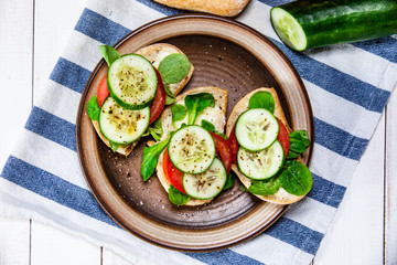 Tasty sandwiches with vegetables
