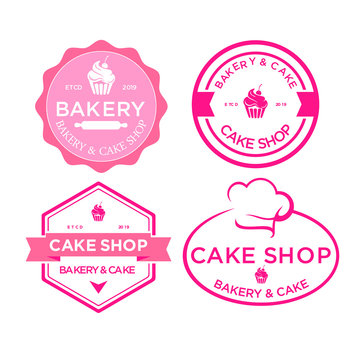 Vector Retro Vintage Bakery cake Emblem, Vector design elements, Templates, business signs, logos, identities, labels, icons, and objects, with EPS10 that can be edited.