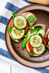 Tasty sandwiches with vegetables