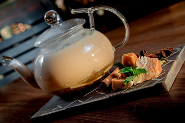tea in a fruit teapot