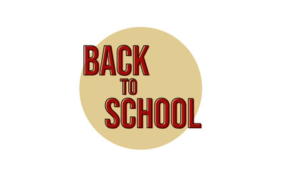 Back to school vector illustration. Poster with outline back to school inscription isolated on round beige background. Autumn, fall, education concept.