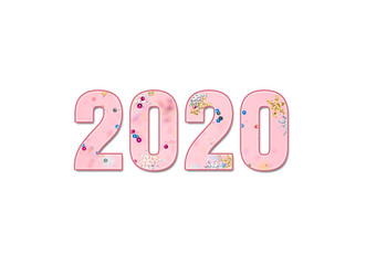 2020 numbers isolated on a white background.