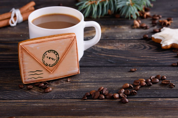 Christmas baking. Christmas spices and nuts on rusty stone table. Top view with copy space.