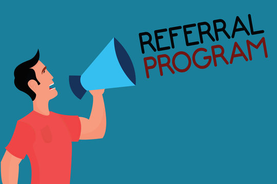 Writing note showing Referral Program. Business photo showcasing sending own patient to another physician for treatment.