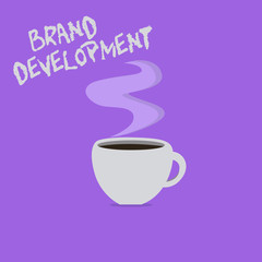 Handwriting text writing Brand Development. Concept meaning Defining the product to excel in the market Promoting.