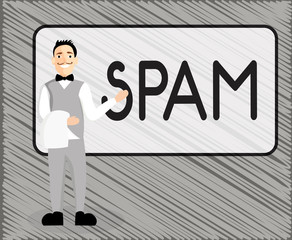 Text sign showing Spam. Conceptual photo Intrusive advertising Inappropriate messages sent on the Internet.