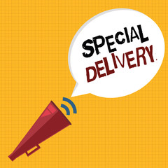 Word writing text Special Delivery. Business concept for getting products or service directly to your home any place.