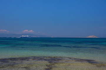 The clear and blue waters of Mediterranean sea in the Saronic gulf, Greece.
