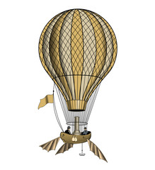 Vintage hot air balloon or aerostat, vector illustration. © ledokol.ua