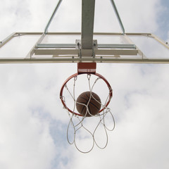 Basketball hoop and net.