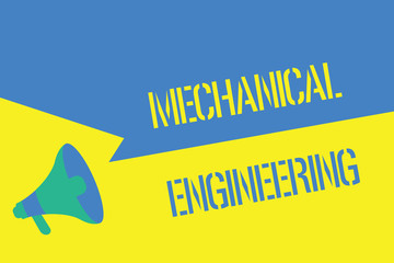 Obraz premium Writing note showing Mechanical Engineering. Business photo showcasing deals with Design Manufacture Use of Machines.