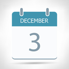 December 3 - Calendar Icon - Calendar flat design template