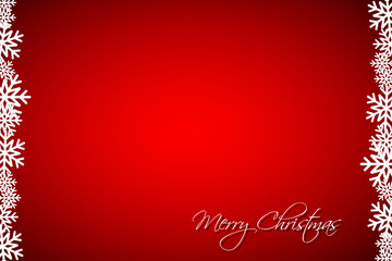 Christmas red background with snowflakes, simple holiday card, modern vector illustration, merry christmas