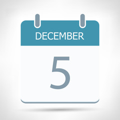 December 5 - Calendar Icon - Calendar flat design template