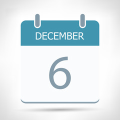 December 6 - Calendar Icon - Calendar flat design template