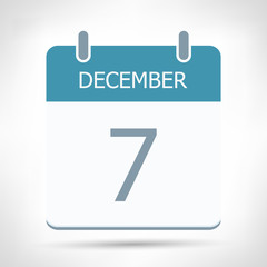 December 7 - Calendar Icon - Calendar flat design template