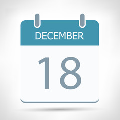 December 18 - Calendar Icon - Calendar flat design template