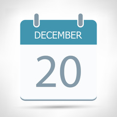 December 20 - Calendar Icon - Calendar flat design template