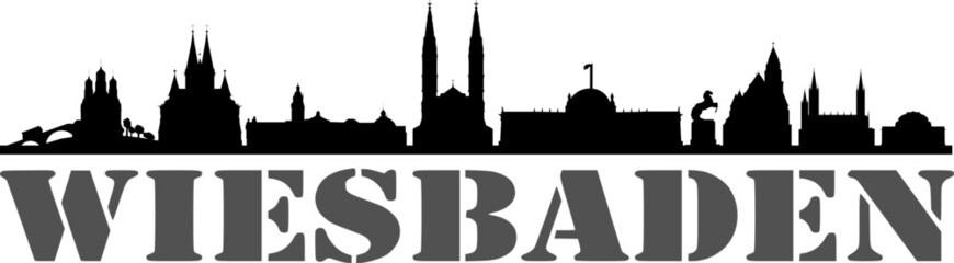 Fototapeta premium Wiesbaden City Skyline Vector Silhouette