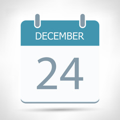 December 24 - Calendar Icon - Calendar flat design template