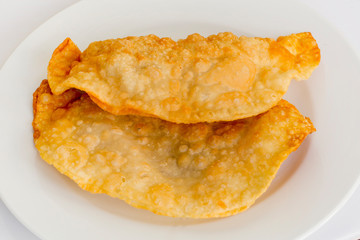 Homemade Fried Cheburek Pies. Top view.