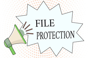 Word writing text File Protection. Business concept for Preventing accidental erasing of data using storage medium.