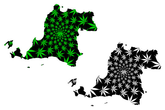 Banten (Subdivisions of Indonesia, Provinces of Indonesia) map is designed cannabis leaf green and black, Banten - Java - map made of marijuana (marihuana,THC) foliage,....
