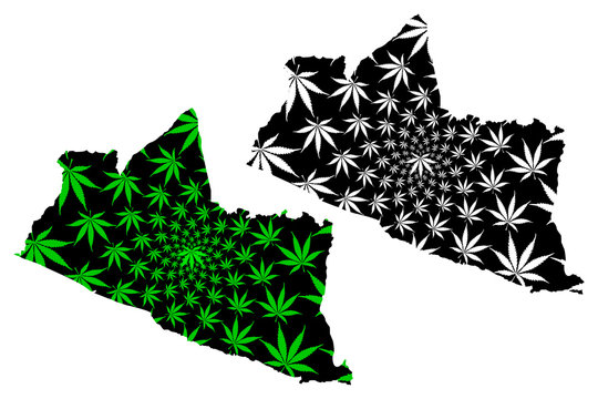 Yogyakarta (Subdivisions of Indonesia, Provinces of Indonesia) map is designed cannabis leaf green and black, Special Region of Yogyakarta map made of marijuana (marihuana,THC) foliage,....