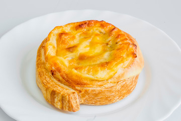 Plain croissant on white background